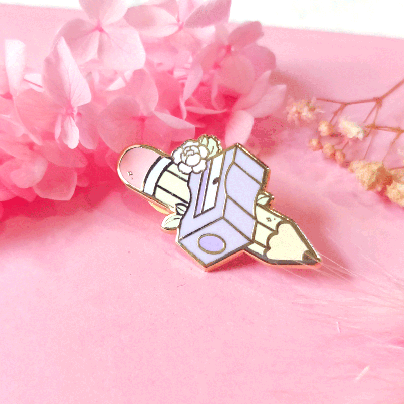 Kawaii Pencil & Sharpener Enamel Pin