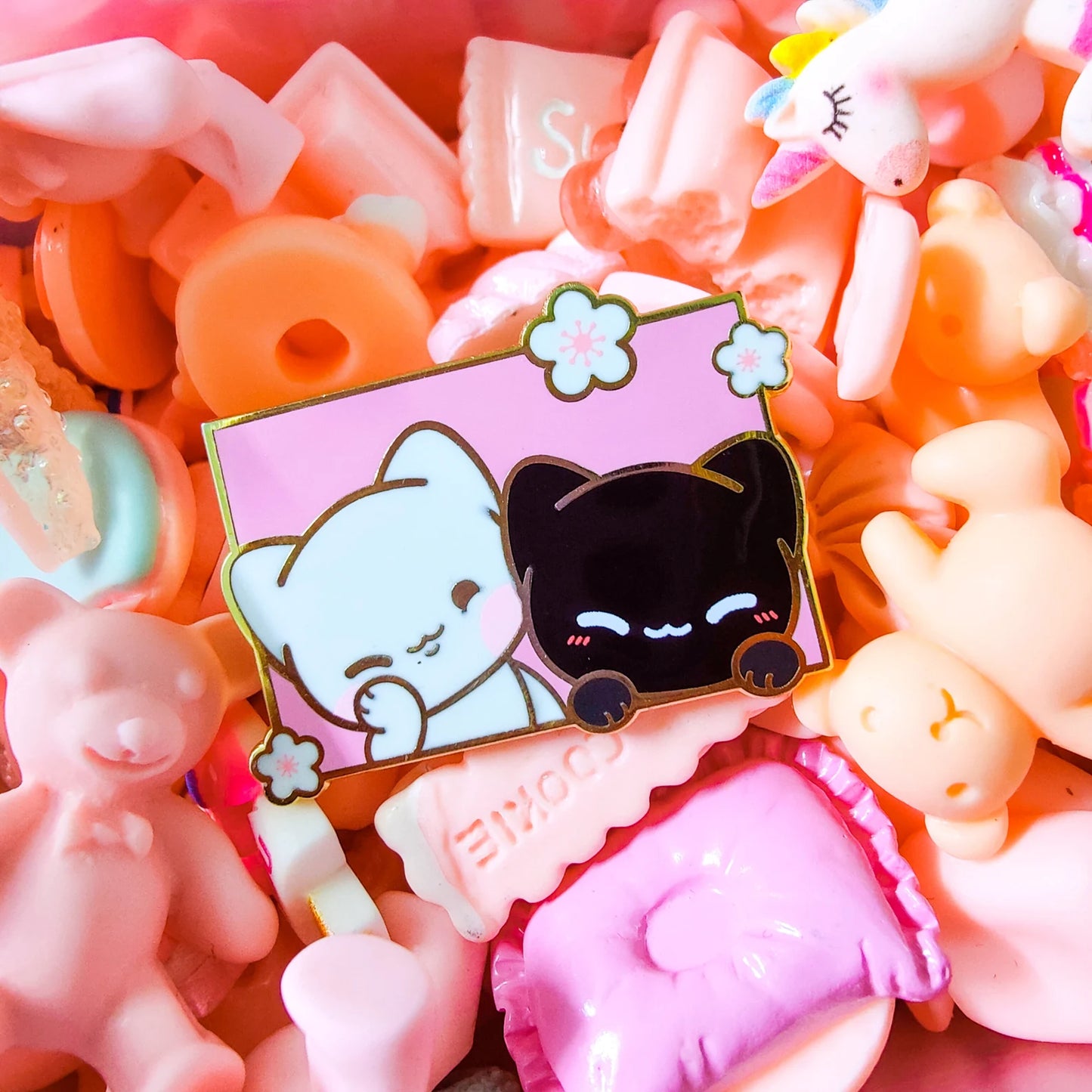 Yuki and Kuro Blossoms Enamel Pin