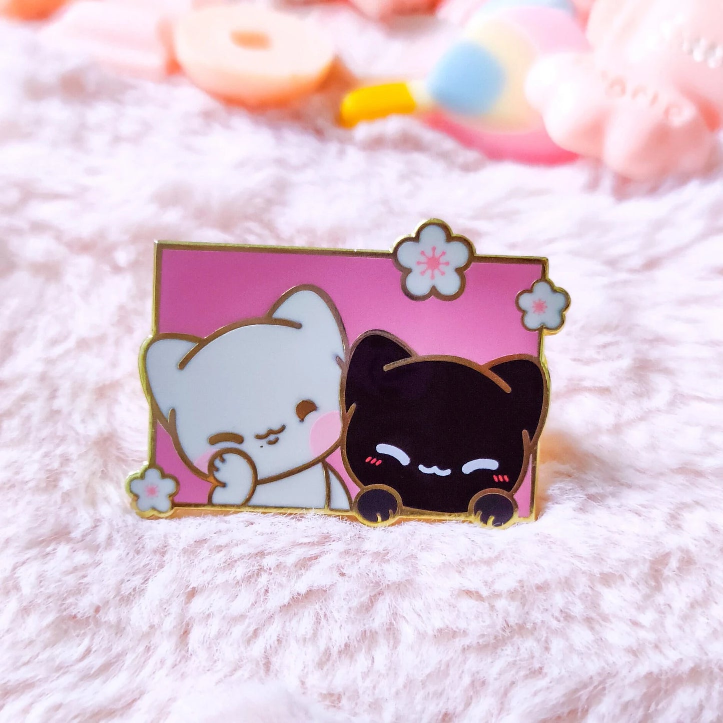 Yuki and Kuro Blossoms Enamel Pin