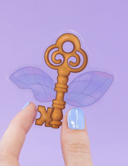 Winged Key Clear Sticker